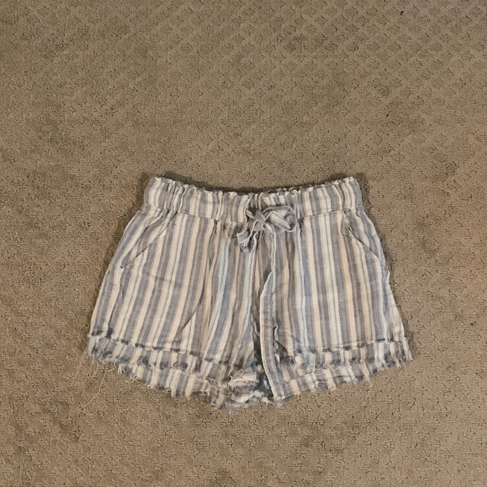 Blue and White Striped Beachy Fabric Shorts